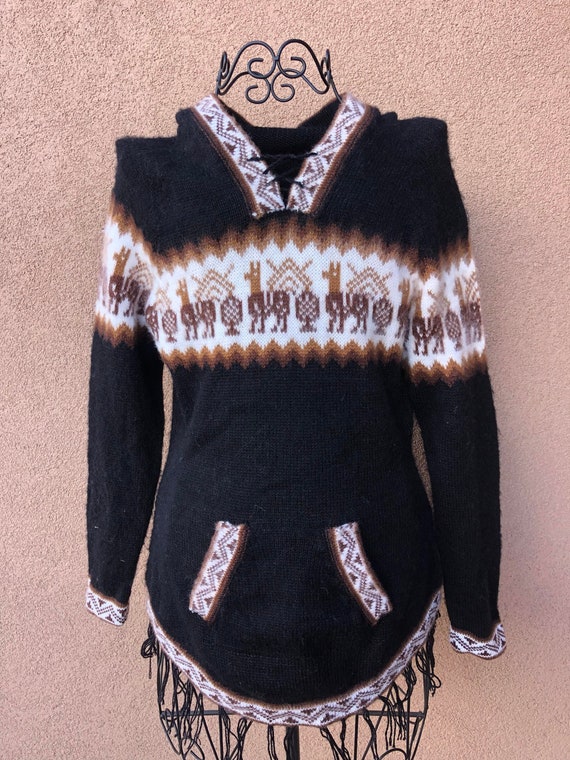 Alpaca Sweater Mexican Sweater Hooded Sweater Knit Sweater