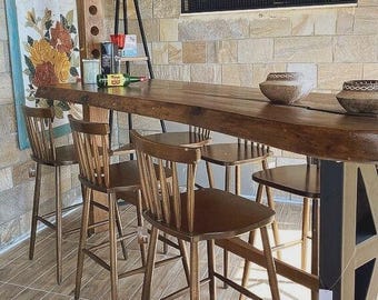 Live Edge Walnut Bar Table: Custom Modern Design.