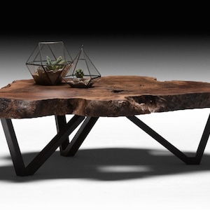 Coffee Table,Rustic Wooden Coffee Table,Black Walnut Table,Sofa Table, Live Edge Coffee Table, Table