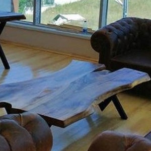 Black Walnut Coffee Table, Rustic Wooden Coffee Table, Side Table, Cafe table with hairpin legs, Wood table, Live Edge Slab,Coffee Table