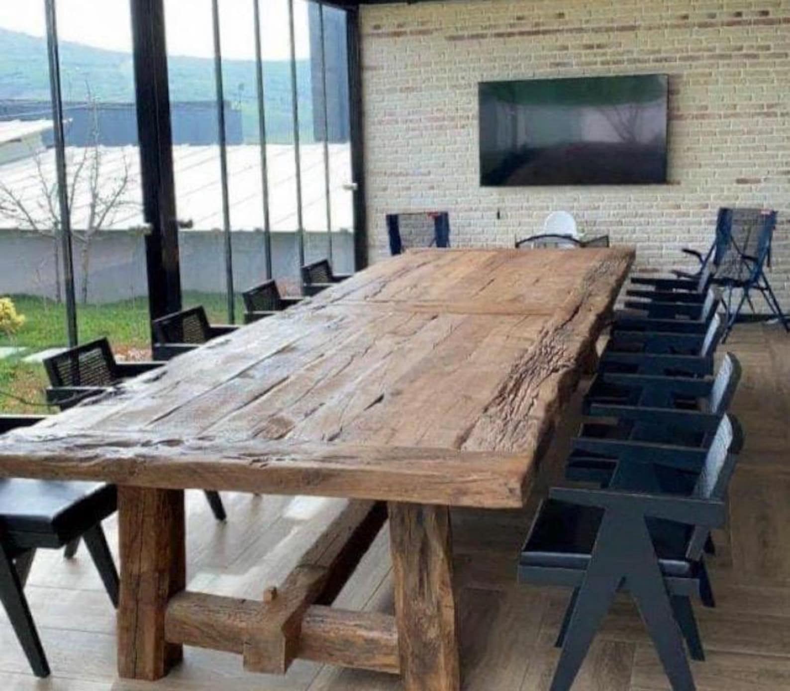 Rustic Oak Farmhouse Dining Table: Handmade Trestle Table. - Etsy
