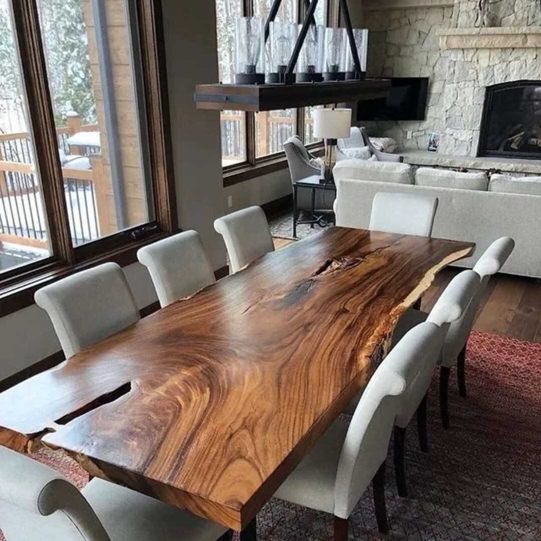 Live Edge Walnut Dining Table Walnut Farmhouse Kitchen Etsy