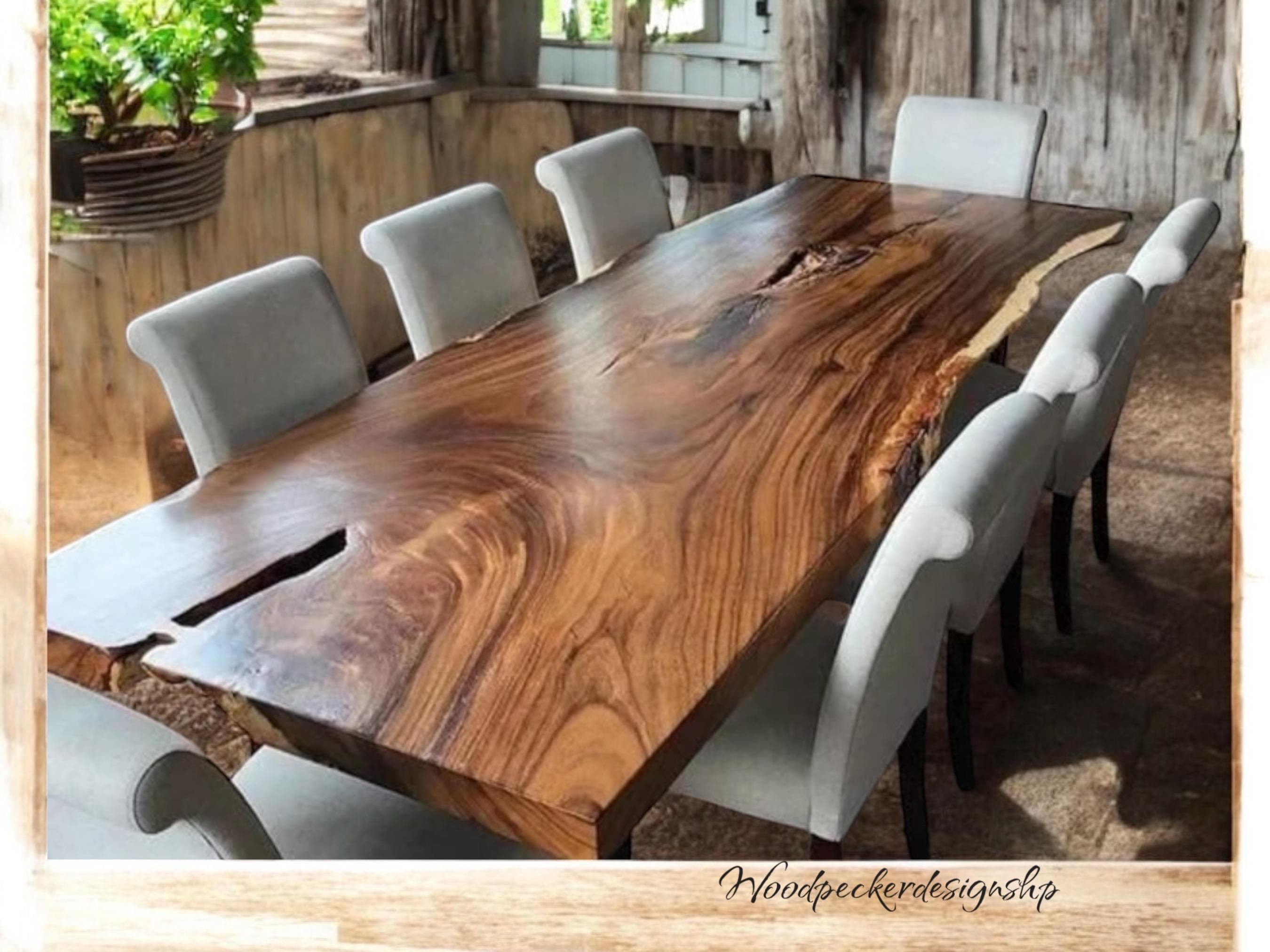 Custom Live Edge Dining Table Kitchen Table Live Edge Black Walnut Office Table Wooden Slab Industrial table Live Edge Slab Etsy