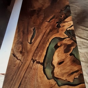 Live Edge Walnut Epoxy Table: Ultra Clear Olive Green Resin, Custom Order
