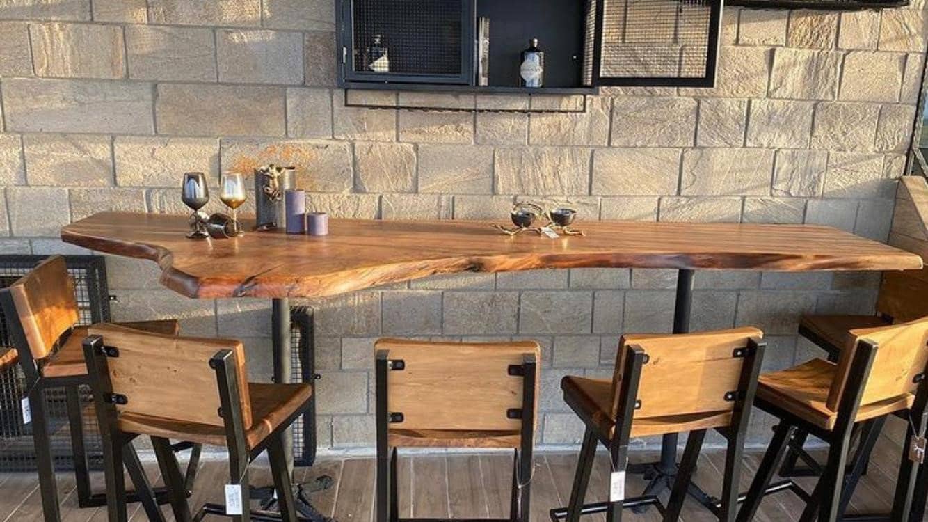 QQXX Industrial Bar Height Table,Solid Wood Bar Top Table Narrow Bar Table,Rectangular  Pub Tables Tall Counter Height Table,Live Edge Dining Table Kitchen Table,No  Stool(39.3, Brown) - Yahoo Shopping