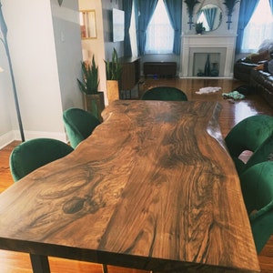 Wooden Tanle,Solid American Black Walnut,Walnut,Walnut Desk Live Edge,Live Edge Black Walnut Kitchen Table,Dining Table,Industrial Table