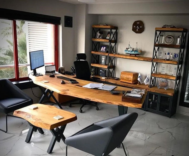 Natural Walnut Live Edge Desk: Solid Wood Office Table - Etsy
