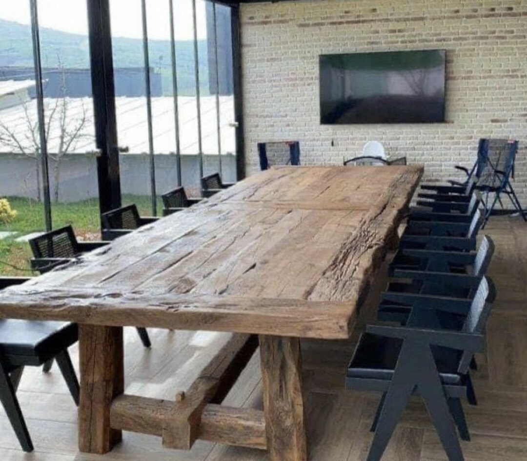 Rustic Dining Tablefarm Table Farmhouse Table Trestle Etsy Canada