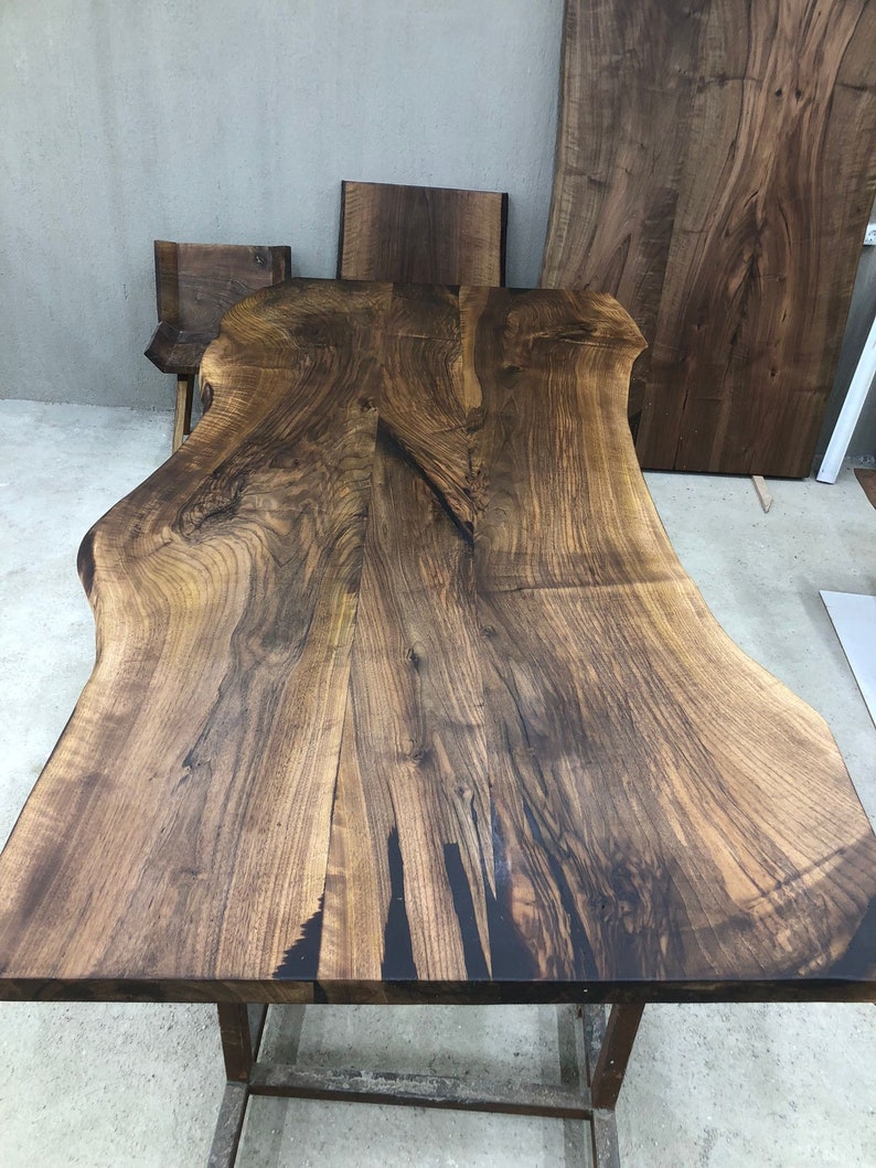 Live Edge Walnut Dining Table: Custom Order Farmhouse Kitchen Table - Etsy