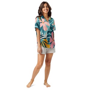 All-over print women’s short sleeve pajama top / Unique design with a purpose
