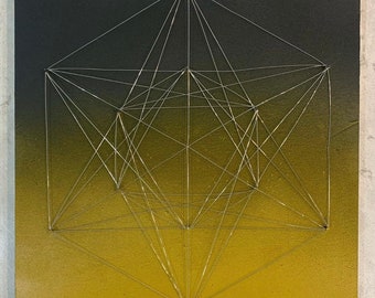 Geometric Wire Art With Painted Mandala on Wood Canvas - Etsy