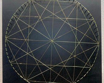 Acrylic Pour Geometric Wire Art on Wood Canvas - Etsy