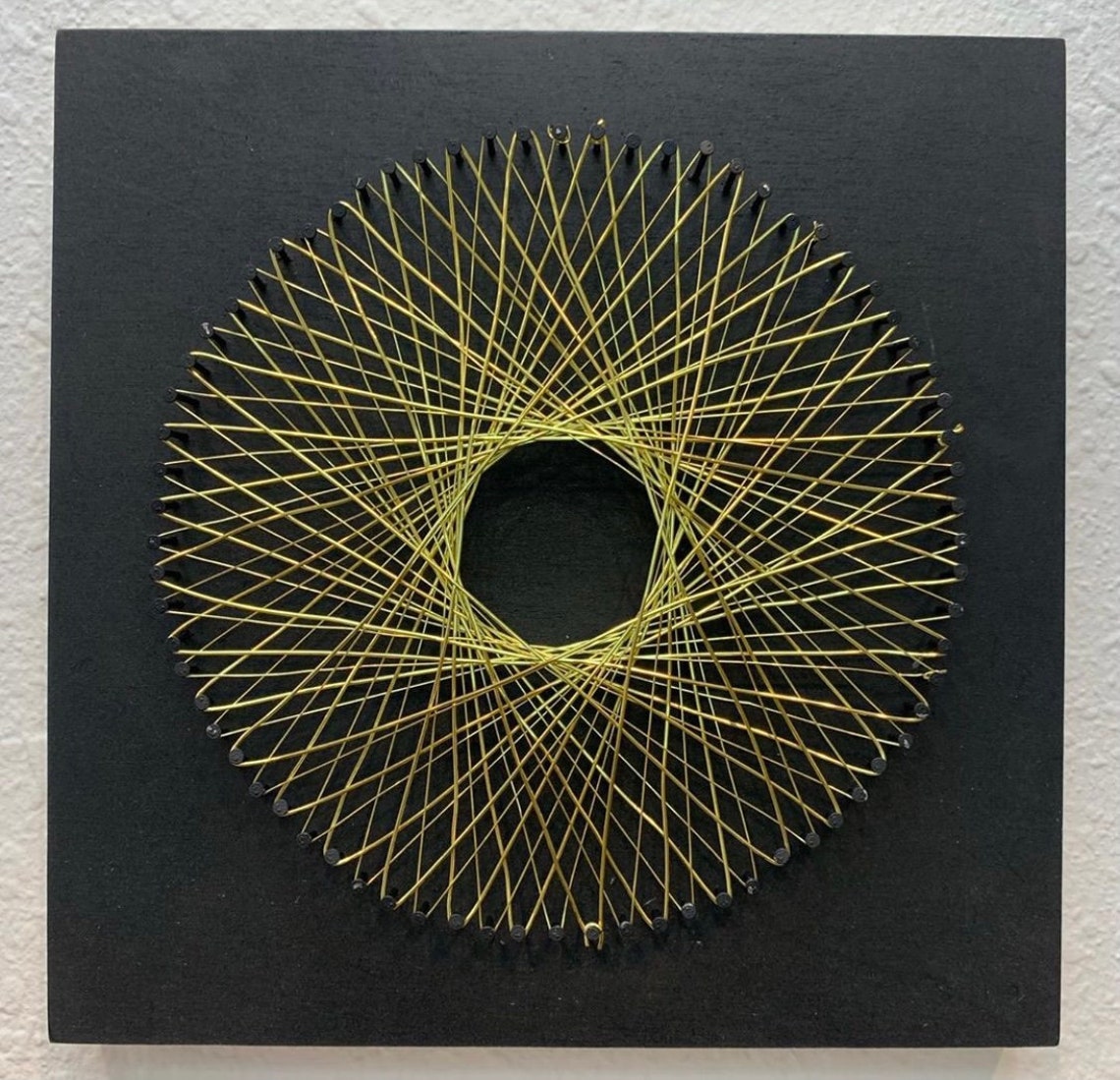 Geometric Wire Art on Wood Canvas | Etsy