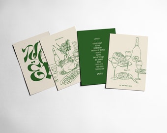 Set of 4 2023 A6 greeting cards with kraft envelope Christmas illustration