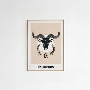 Poster astrologico Capricorno - Illustrazione del segno zodiacale A4 - Carta riciclata - Decorazione murale spirituale