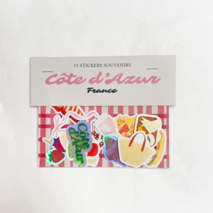 Adesivi Costa Azzurra - 15 adesivi estivi | Rosé, Matcha, Costume da bagno, Fiori, Fragola | Adesivi per il diario delle feste