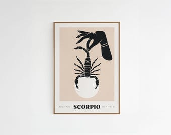 Skorpion Astrologisches Poster – A4 Sternzeichen Illustration – Recyclingpapier – Spirituelle Wanddekoration