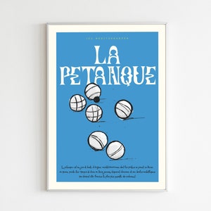 La Pétanque-Plakat – A4-Illustration des Boulespiels an der französischen Riviera aus Recyclingpapier