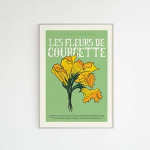 Poster con fiori di zucca - Illustrazione su carta riciclata A4 Costa Azzurra