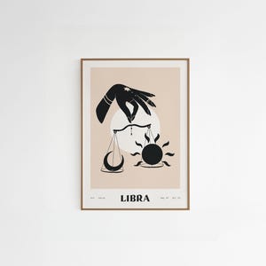 Poster astrologico Bilancia – Illustrazione del segno zodiacale A4 – Carta riciclata – Decorazione murale spirituale