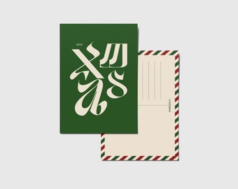 Christmas illustration with phrase Merry Xmas in typography