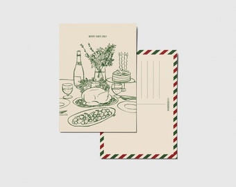 Illustration de Noël avec dessins de Noel en vert et beige