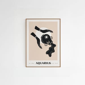 Poster astrologico Acquario – Illustrazione del segno zodiacale A4 – Carta riciclata – Decorazione murale spirituale