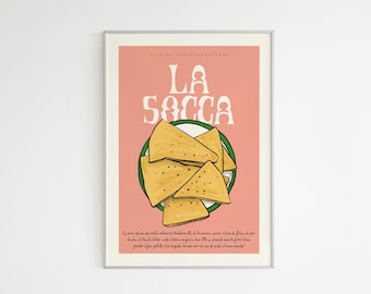 Socca poster - A4 size, printed on recycled paper, illustration of the French Riviera