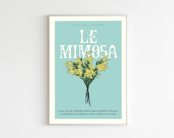 Affiche A4 en papier recyclé illustration le mimosa Côte d'Azur
