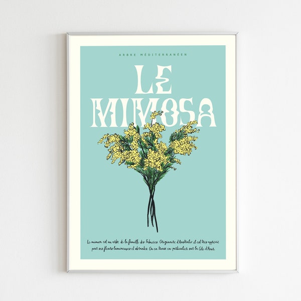 Affiche A4 en papier recyclé illustration le mimosa Côte d'Azur