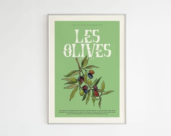 Nice Olives Poster - A4 on recycled paper, illustration of the French Riviera