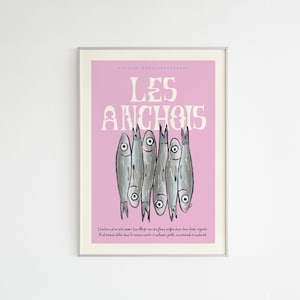 Sardellen-Poster – A4-Illustration aus Recyclingpapier mit Sardellenfischen an der französischen Riviera