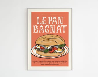 Pan Bagnat poster - A4 size, printed on recycled paper, illustration of the French Riviera