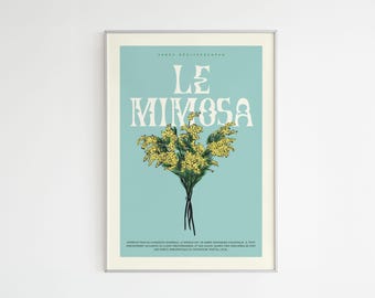 The Mimosa Poster - A4 on recycled paper, illustration of the French Riviera