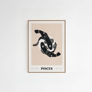 Fische Astrologisches Poster – A4 Sternzeichen Illustration – Recyclingpapier – Spirituelle Wanddekoration