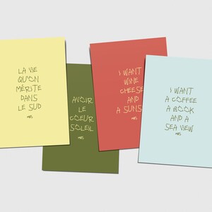 Cartes postales Côte d’Azur – Lot de 4 coloris – Messages soleil & lifestyle – Souvenir du Sud de la France