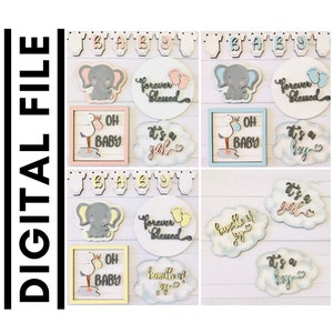 Baby Shower Tiered Tray Dekor SVG Laser geschnittene Datei, Glowforge Datei