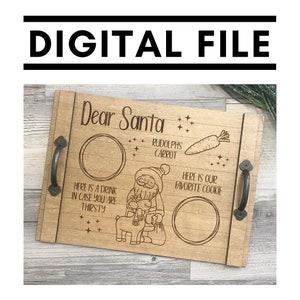 Caro vassoio di Babbo Natale, File digitale, File di taglio Glowforge, SVG, Babbo Natale e renne