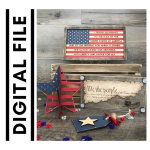 Décor patriotique, Décor du 4 juillet, Décor de la fête de l'indépendance, Glowforge SVG, SVG, Fichier découpé au laser, Fichier numérique