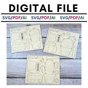 Kaktus, Pop-Out Kinder Bastelset, SVG, digitale Datei, Glowforge, Laser Crafts
