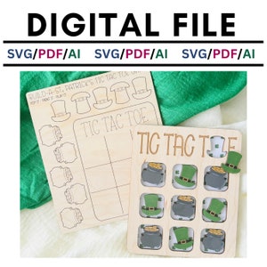 St Patrick&#39;s Day Tic Tac Toe Game: Laser Cut SVG (Digital Download)