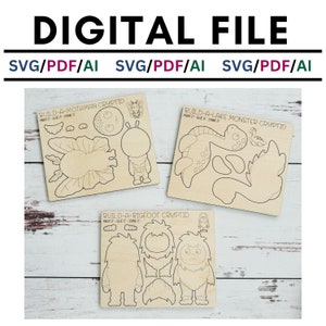 Cryptid Monster Pop-Out Bastelset, SVG, See Monster, Bigfoot, Mottenmann, Yeti, Digitale Datei, Glowforge, Laser Crafts