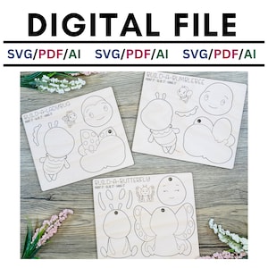 Insect Pop-Out Craft Kit: Ladybug, Butterfly, Bumblebee (Digital File)