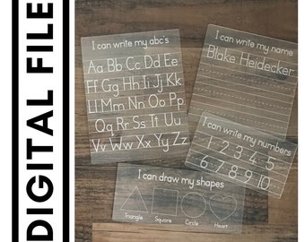 Dry Erase Boards, Dry Erase Learning Boards, Practice Writing Board, Tracing Board, SVG, Digital File, Kindergarten Learning, Educational