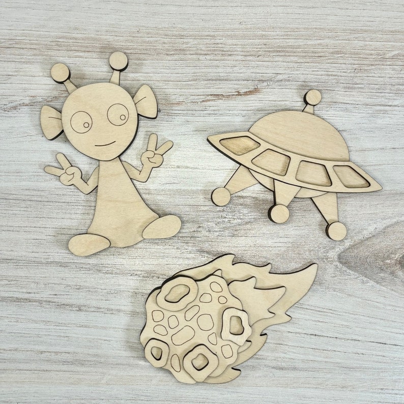 Space Pop-out Kids DIY Craft Kit, SVG, Alien, Spaceship, UFO, Asteroid ...