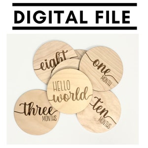 Hitos, Hitos mensuales, Discos de hitos para bebés, SVG, Archivo cortado con láser, Digital, Glowforge