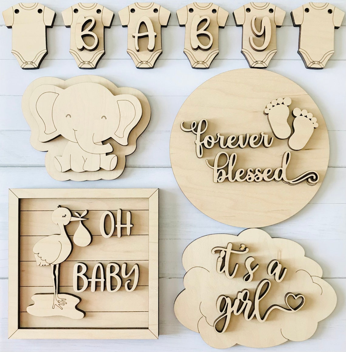 DIY Baby Shower Tiered Tray Décor Set Paint It Yourself Baby Etsy