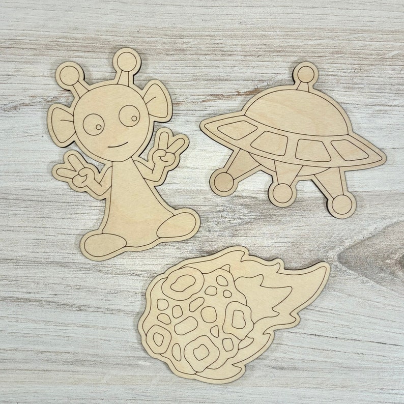 Space Pop-out Kids DIY Craft Kit, SVG, Alien, Spaceship, UFO, Asteroid ...