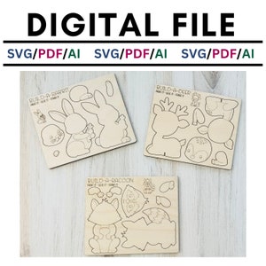 Woodland Animal Pop-Out Kids DIY Craft Kit, SVG, Racoon, Rabbit, Deer and Doe, Digital File, Glowforge, Laser Crafts