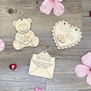 Valentines Day Set, Pop-Out Kids DIY Craft Kit, SVG, Valentine Bear, Valentine Heart, Valentine Letter, Digital, Glowforge, Laser Crafts image 5